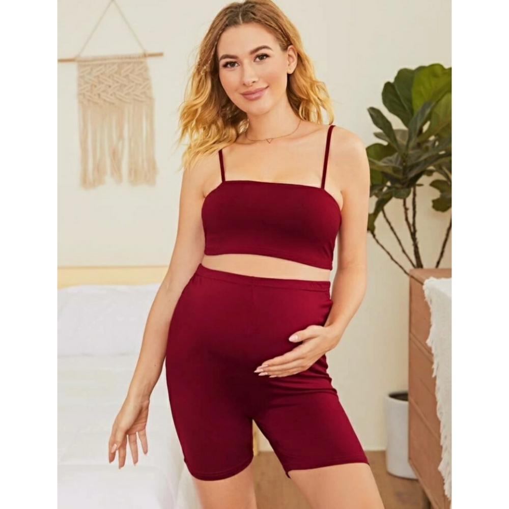 🌻 Maternity Cropped Top Biker Shorts Set